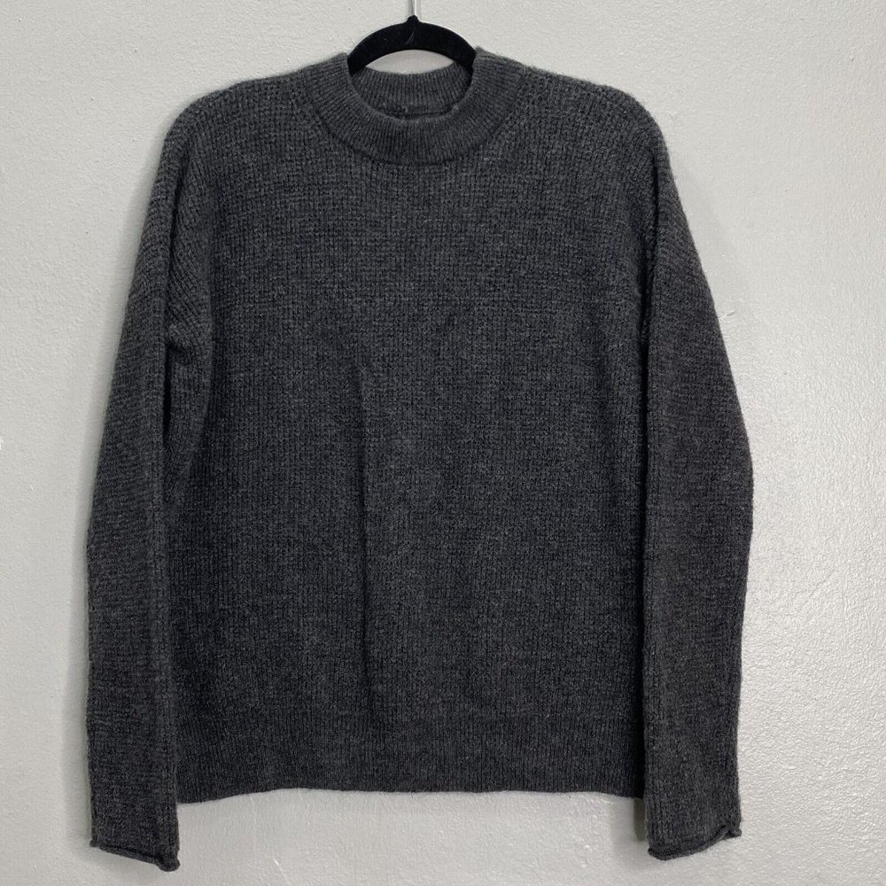 Point Sur J.Crew Gray Sweater Waffled Knit Button-Back Nylon Wool Alpaca Size XS - Picture 2 of 6